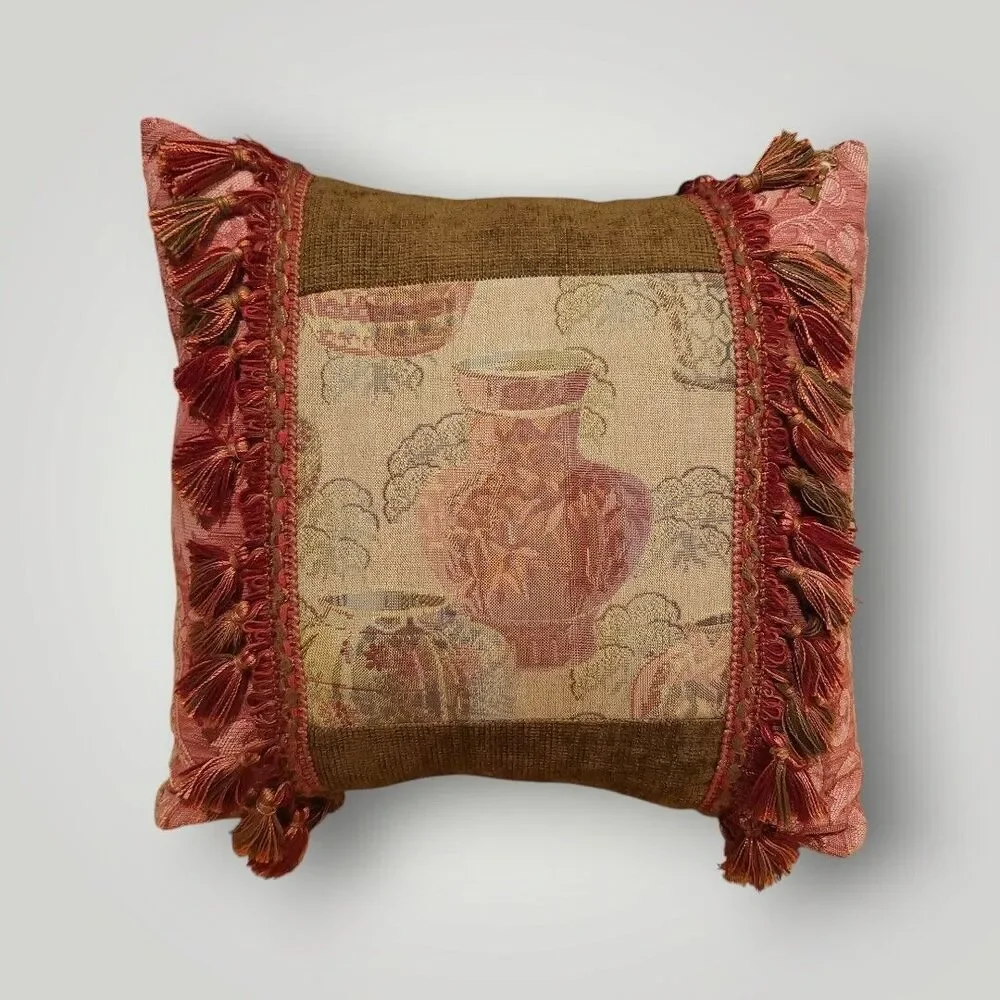 French Tapestry‎ Throw Pillow Appx. 15x15